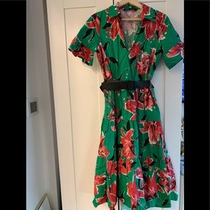 Zara Cotton flared shirt dress with belt